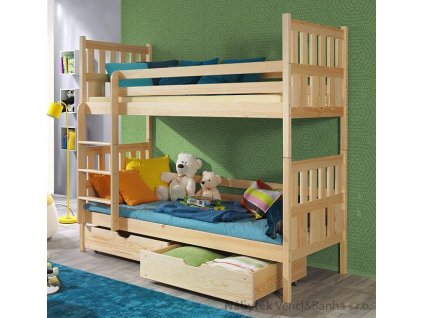 dřevěná patrová postel z masivního dřeva borovice Lena meblano