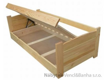 Dřevěná jednolůžková postel s úložným prostorem Twardziel Chalupa