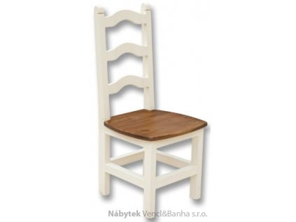 dřevěná rustikální stylová jídelní židle z masivního dřeva borovice Mexicana SIL04bíla/dub euromeb