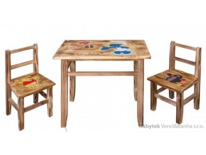 dětský dřevěný jídelní set vypalovaný 1S+2K AD230/232 pacyg