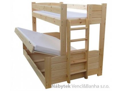 patrová dřevěná postel masivní Omega chalup