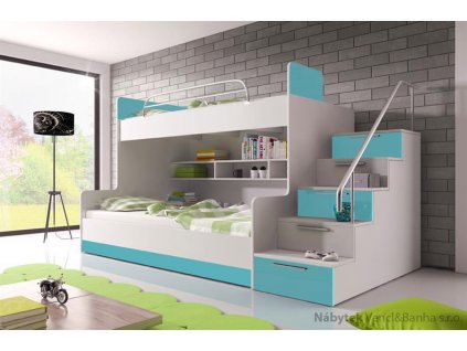 sestava nábytku moderní patrová postel z dřevotřísky Raj 2 karol