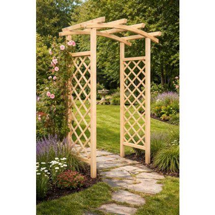 zahradni pergola oblouk prirodni drevo
