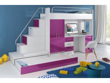 sestava nábytku moderní patrová postel z dřevotřísky Raj 5 karol