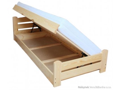 Dřevěná jednolůžková postel s úložným prostorem Elegant Chalupa
