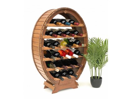 Dřevěný stojan na víno, soudek na víno na 24 lahví hnědý Dandi