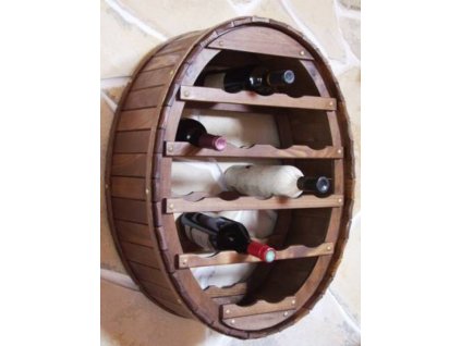 Dřevěný nástěnný sud na víno na 18 lahví hnědý Dandi