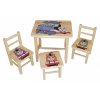 dětský stoleček a židličky z borovice Vláčky NR23 1S+2K+1T mixdre