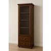 Dřevěná knihovna – vitrína z masivu borovice, odstín ořech