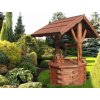 Dřevěná zahradní dekorační studna Botodre – průměr 110 cm, dřevěná střecha