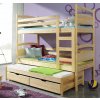 dřevěná patrová trojí postel z masivního dřeva borovice Fido meblano