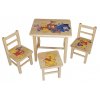 dětský stoleček a židličky z borovice Medvídek Pú NR3 1S+2K+1T mixdre