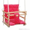 dětská dřevěná závěsná houpačka, polstrovaná Samet tmavě růžová mixdre