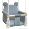 dětská dřevěná závěsná houpačka, polstrovaná Nati Bear grey