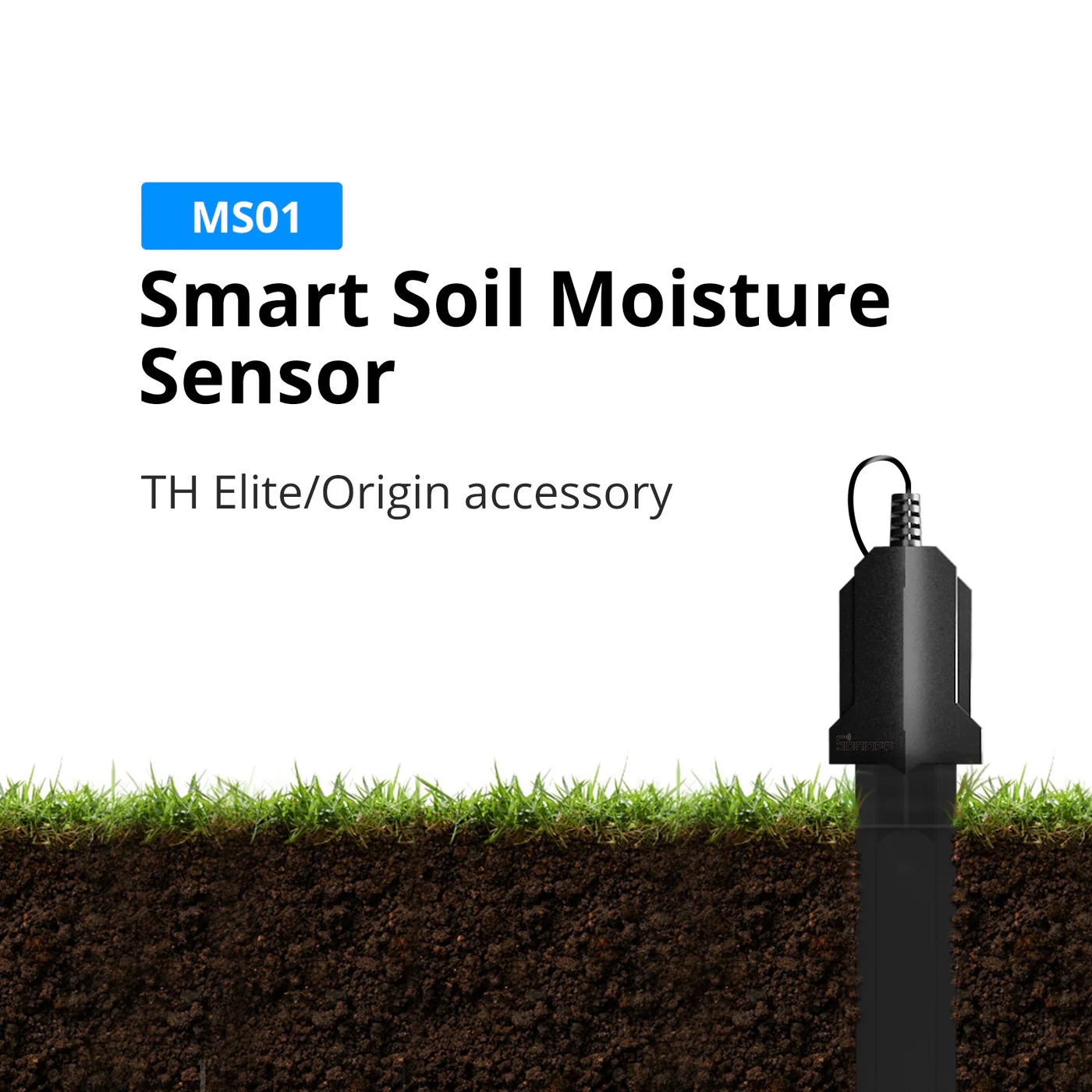Sonoff MS01 čidlo půdní vlhkosti RJ9 4P4C – celkový pohled na senzor s kabelem
