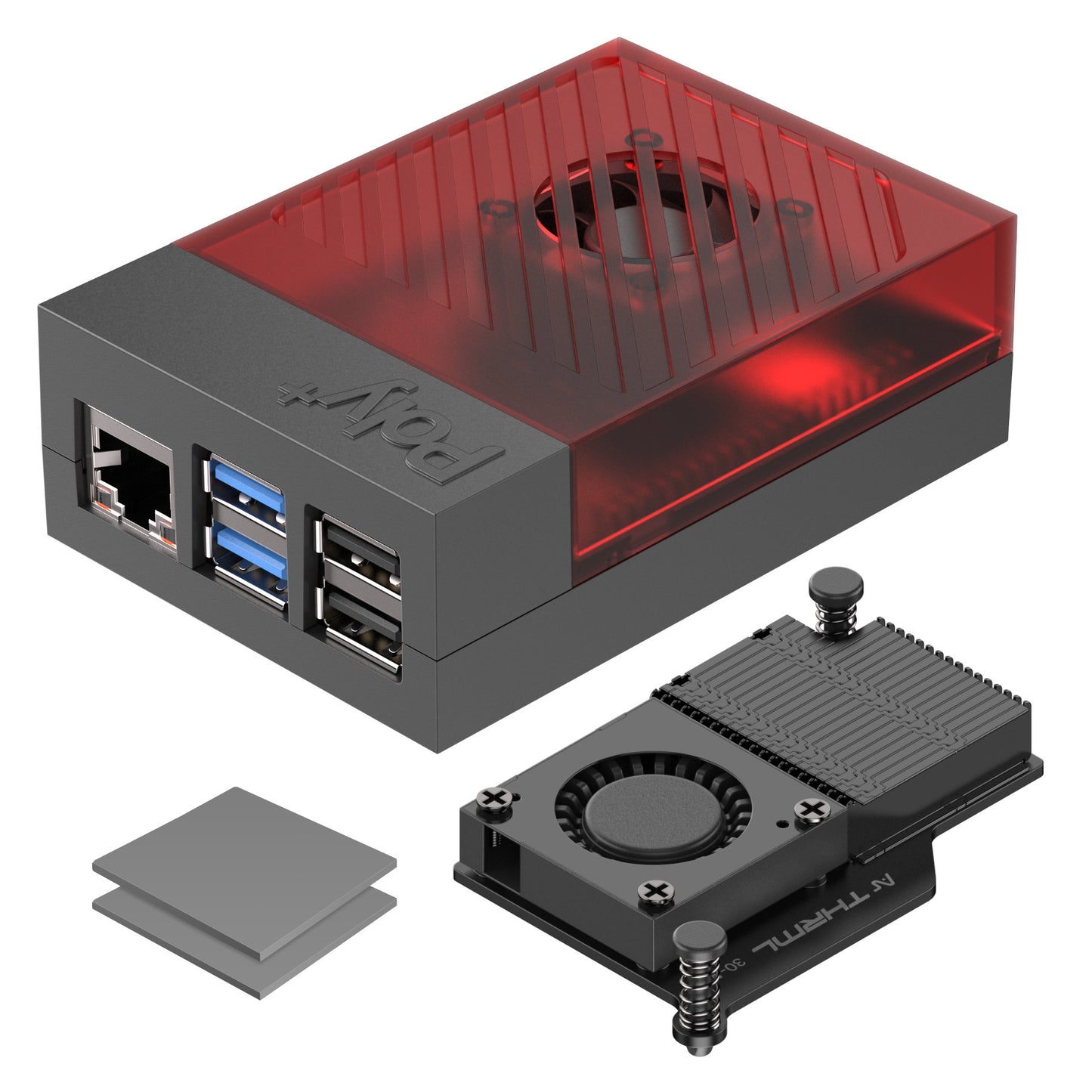Argon Poly+ 5 Case – detail konstrukce a horní části pouzdra s aktivním chlazením