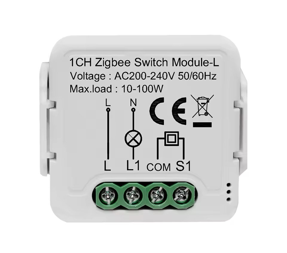 VAREO ZigBee MINI spínač – svorky L, L1, N, S1