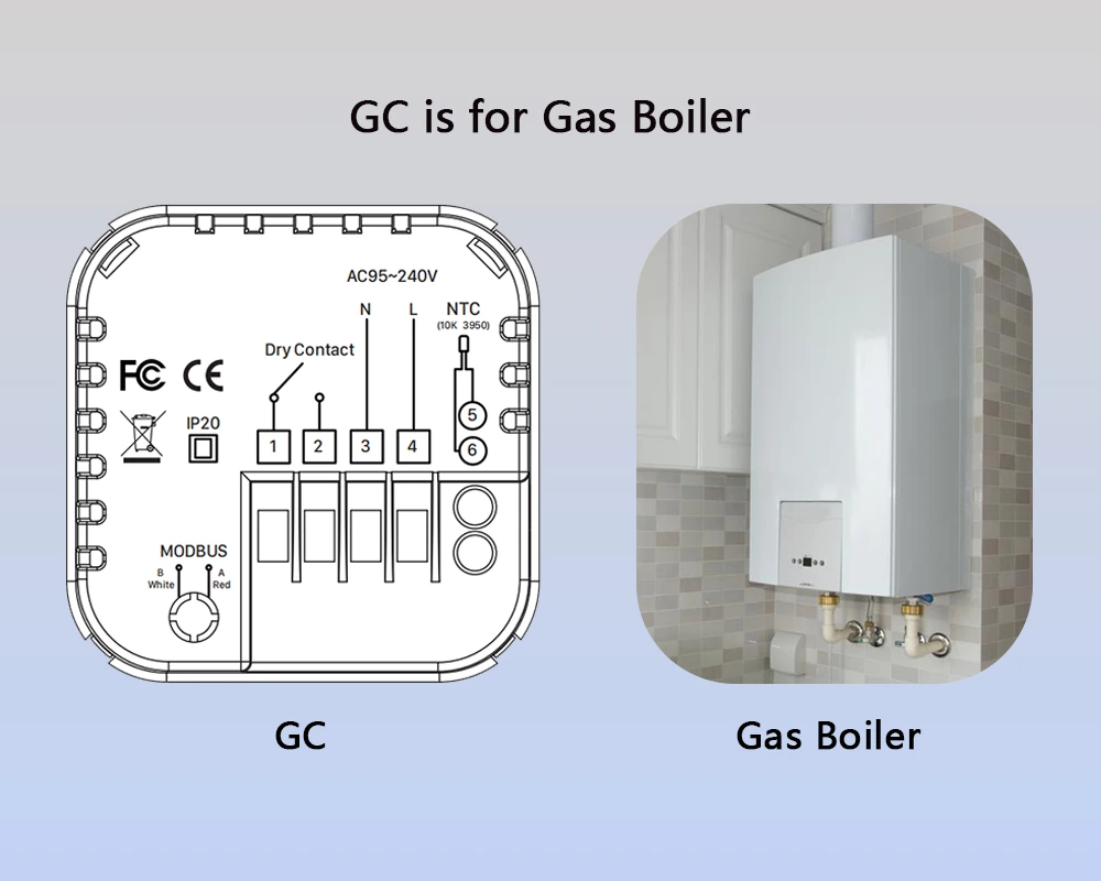 Zapojení termostatu – beznapěťový výstup pro kotel – GC