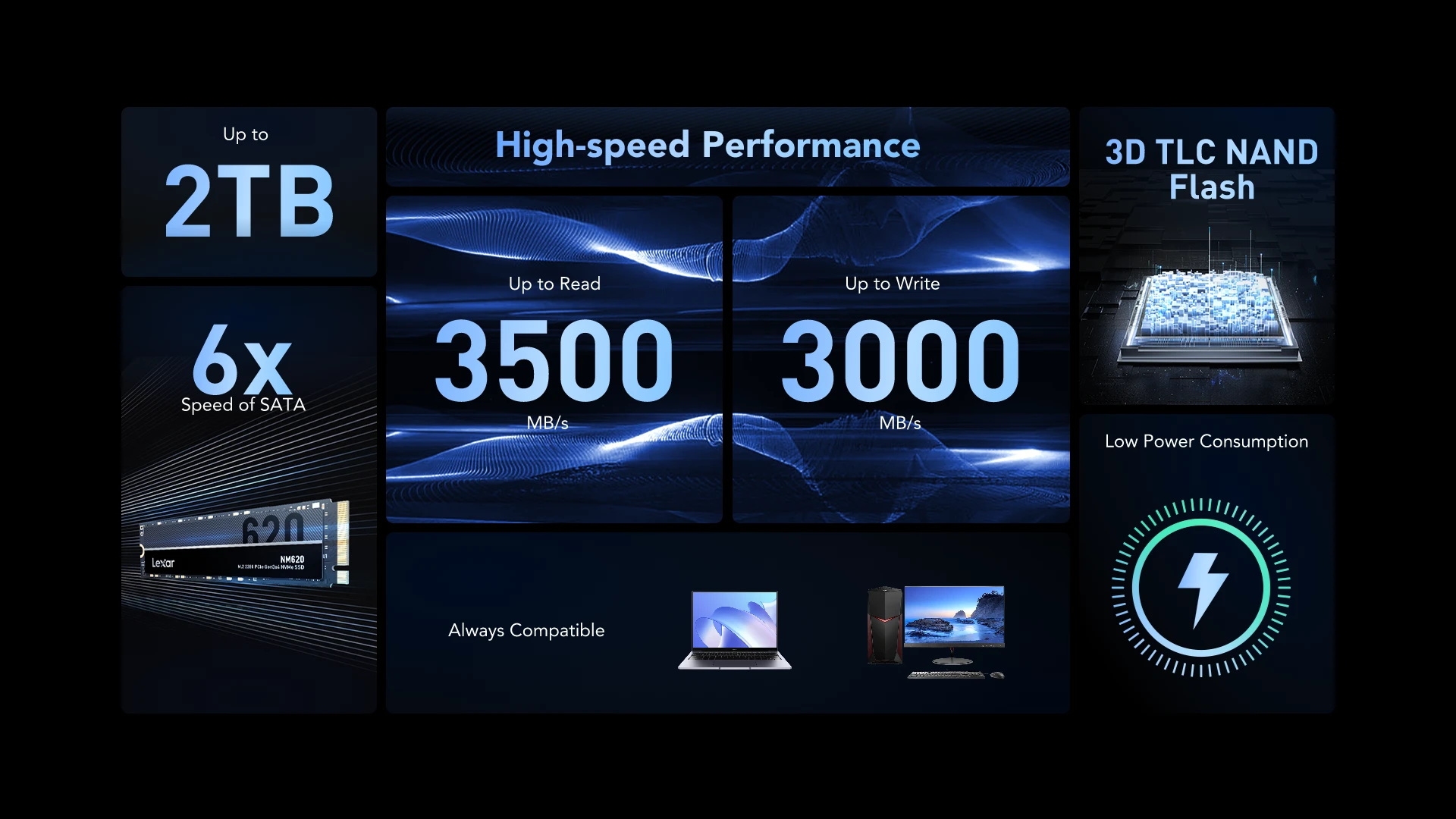 Lexar NM620 SSD – zadní strana s kontakty M.2
