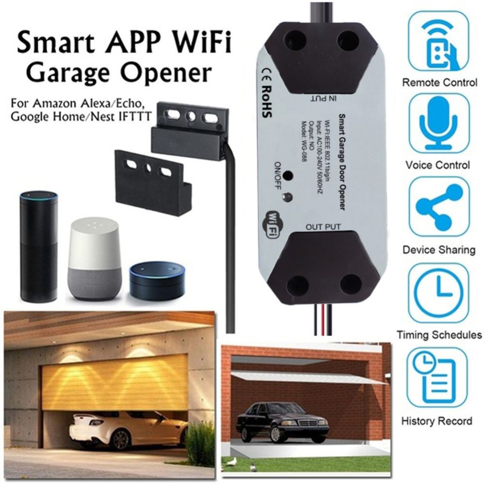 SmartWise chytrý Wi-Fi ovladač garážových vrat a bran – ukázka použití se senzorem stavu na vratové konstrukci