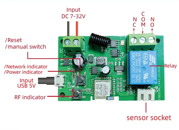 EwTouch TE1CH-RF eWeLink beznapěťový Wi-Fi spínač s měřením teploty