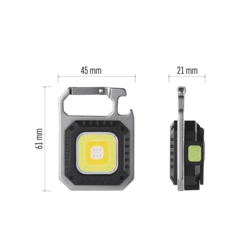 Magnet, otočný stojánek, klip a karabina u mini LED svítilny Emos