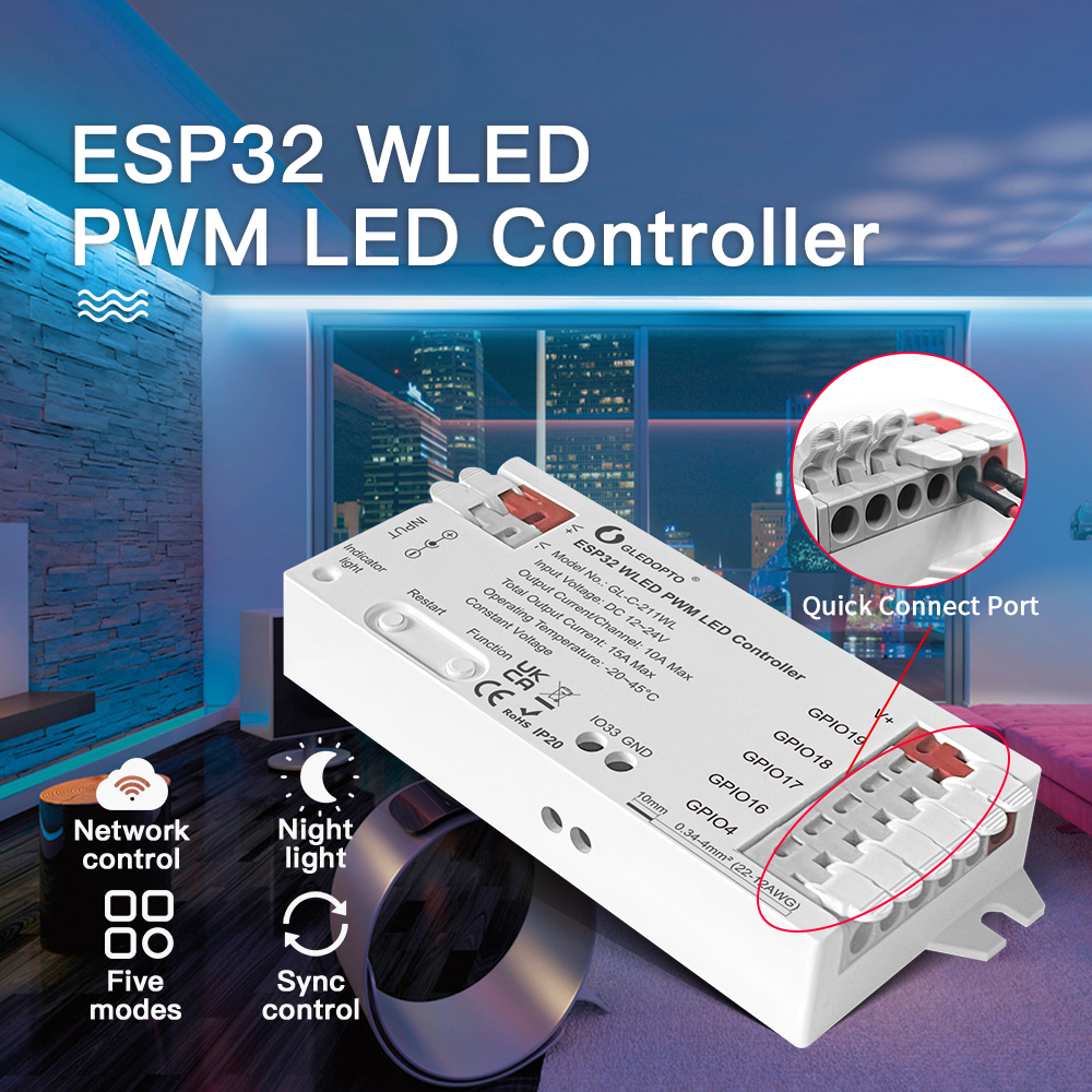 Gledopto GL-C-211WL schéma podporovaných režimů RGB RGBW RGBCCT CCT a jednobarevných LED pásků