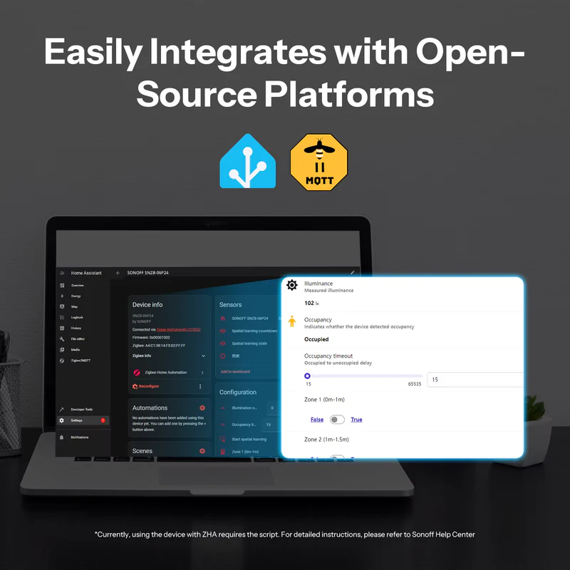 Integrace SNZB-06P24 do Home Assistant a MQTT s přehledem obsazenosti, detekčních zón a měřené intenzity osvětlení