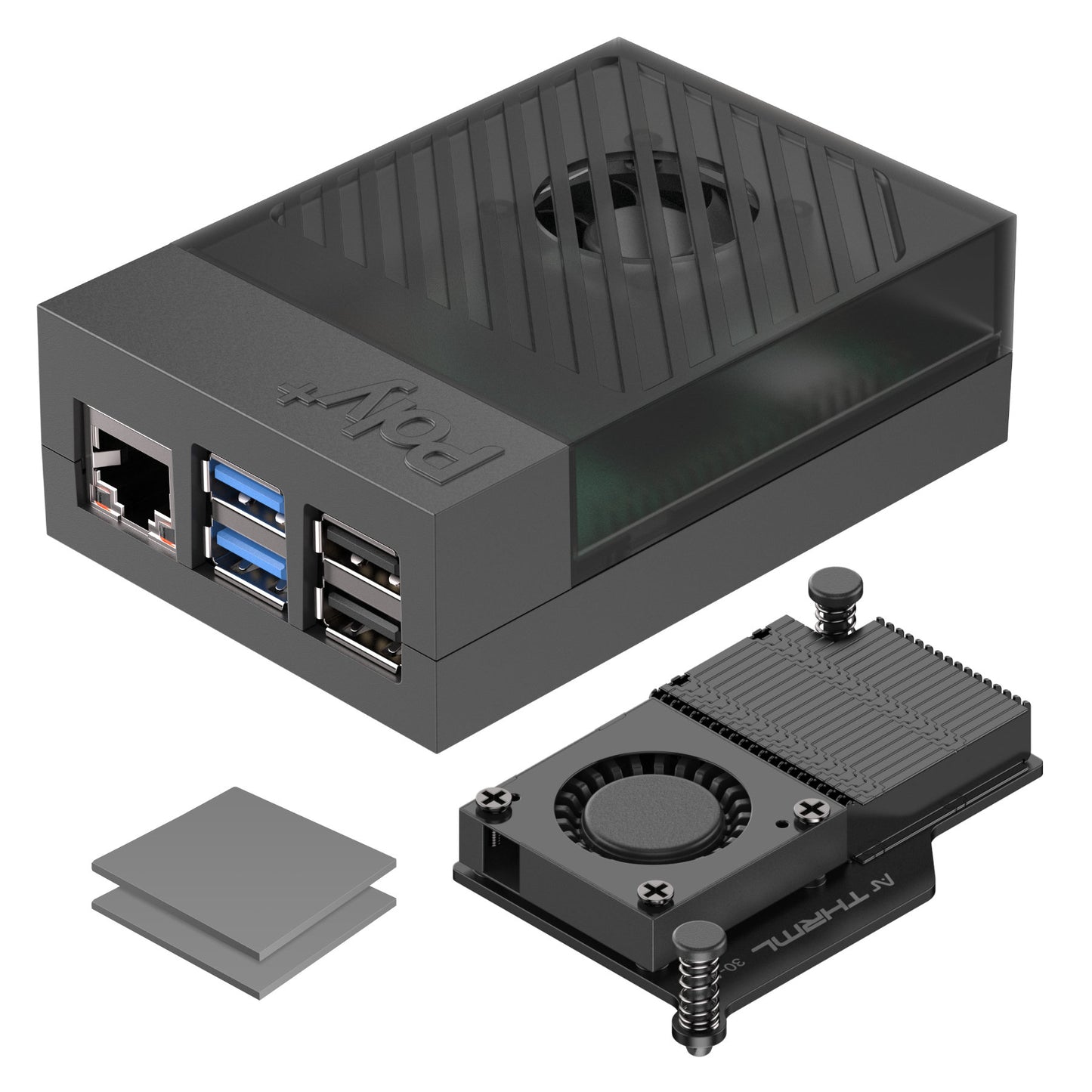 Argon Poly+ 5 Case – detail konstrukce a horní části pouzdra s aktivním chlazením