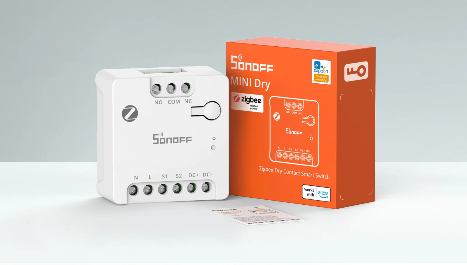 Modul Sonoff MINI-ZBD s maloobchodním balením MINI Dry a uživatelskou příručkou