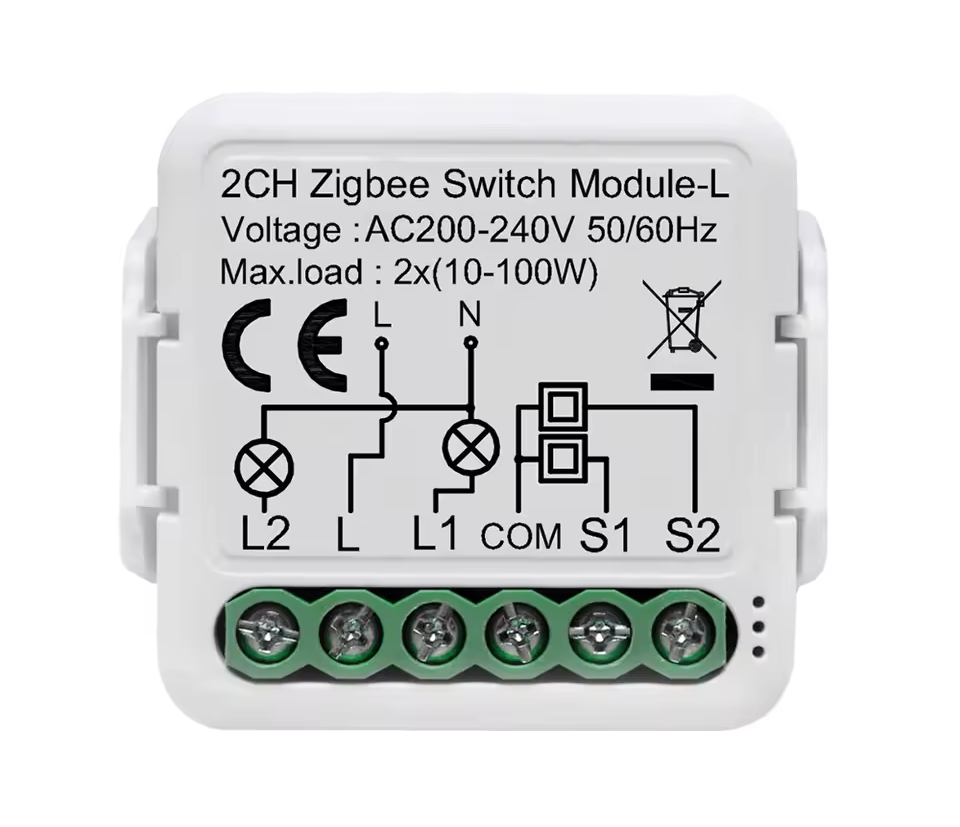 VAREO ZigBee MINI spínač – svorky L, L1, COM, S1