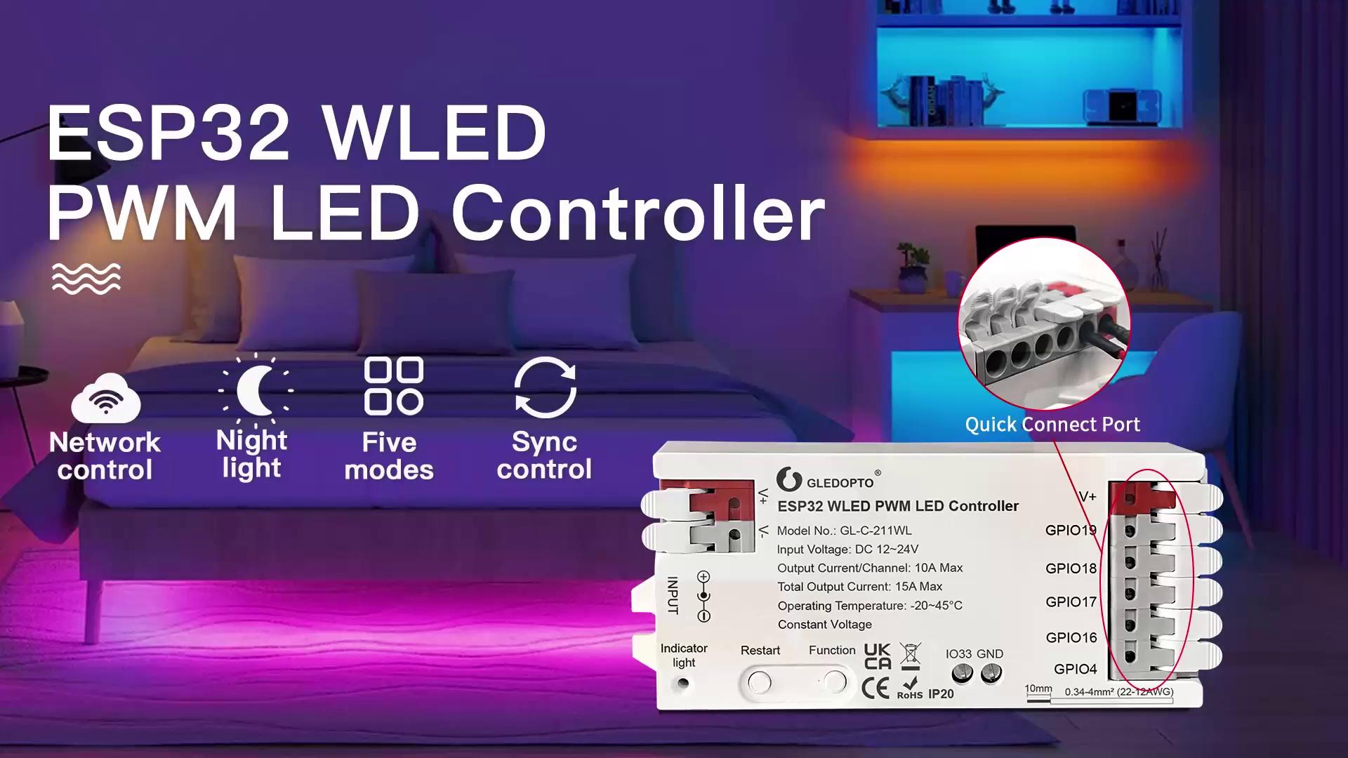 Gledopto GL-C-211WL WLED PWM LED kontrolér v interiérové LED instalaci