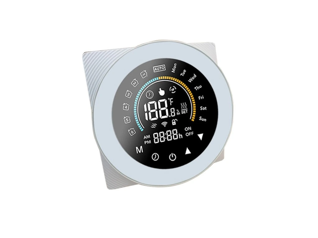 WiFi termostat eWeLink – bílý, kulatý, beznapěťový výstup pro kotle