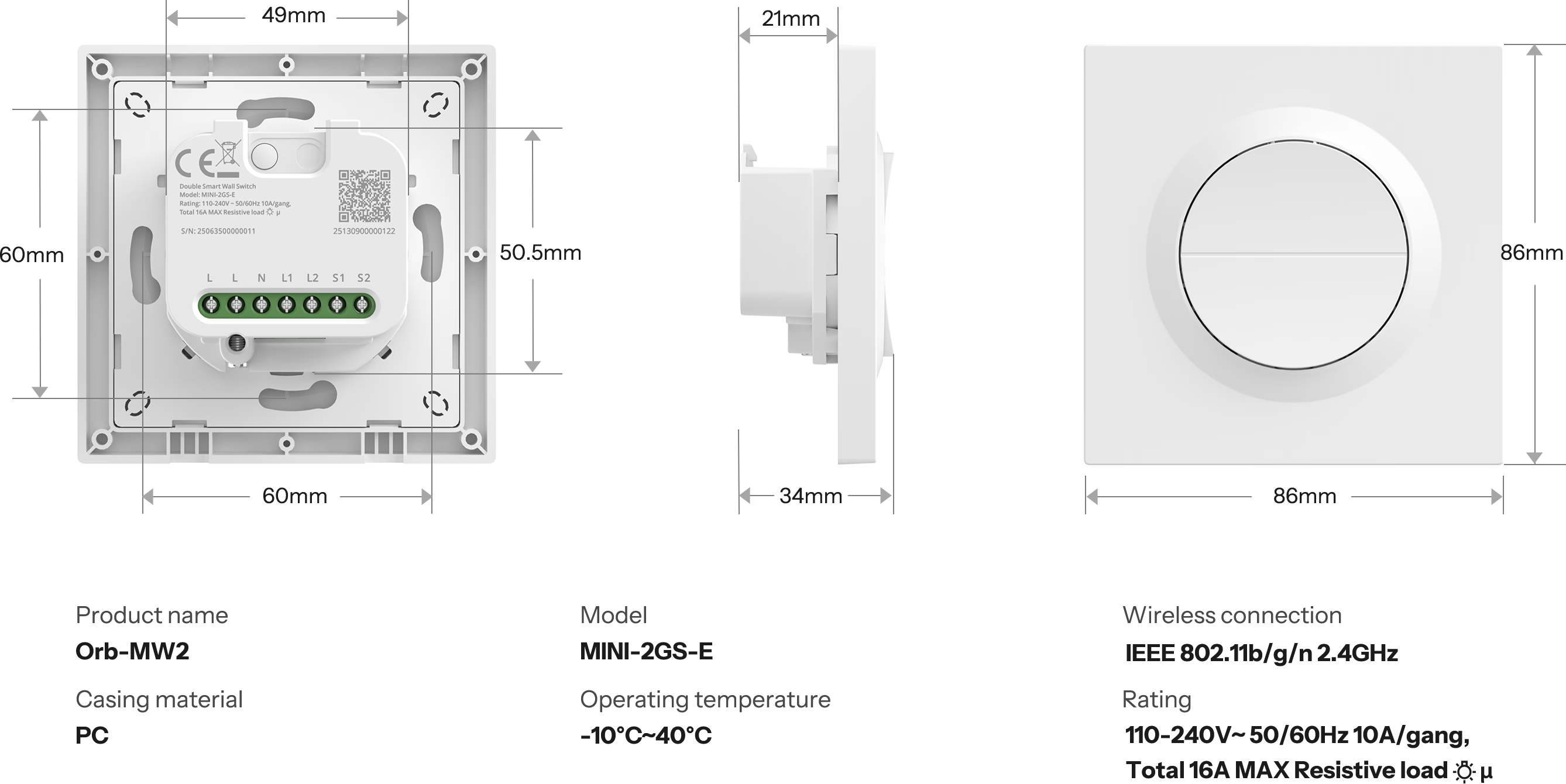 Sonoff Orb-MW2 – detail LED indikace a servisního tlačítka pro párování