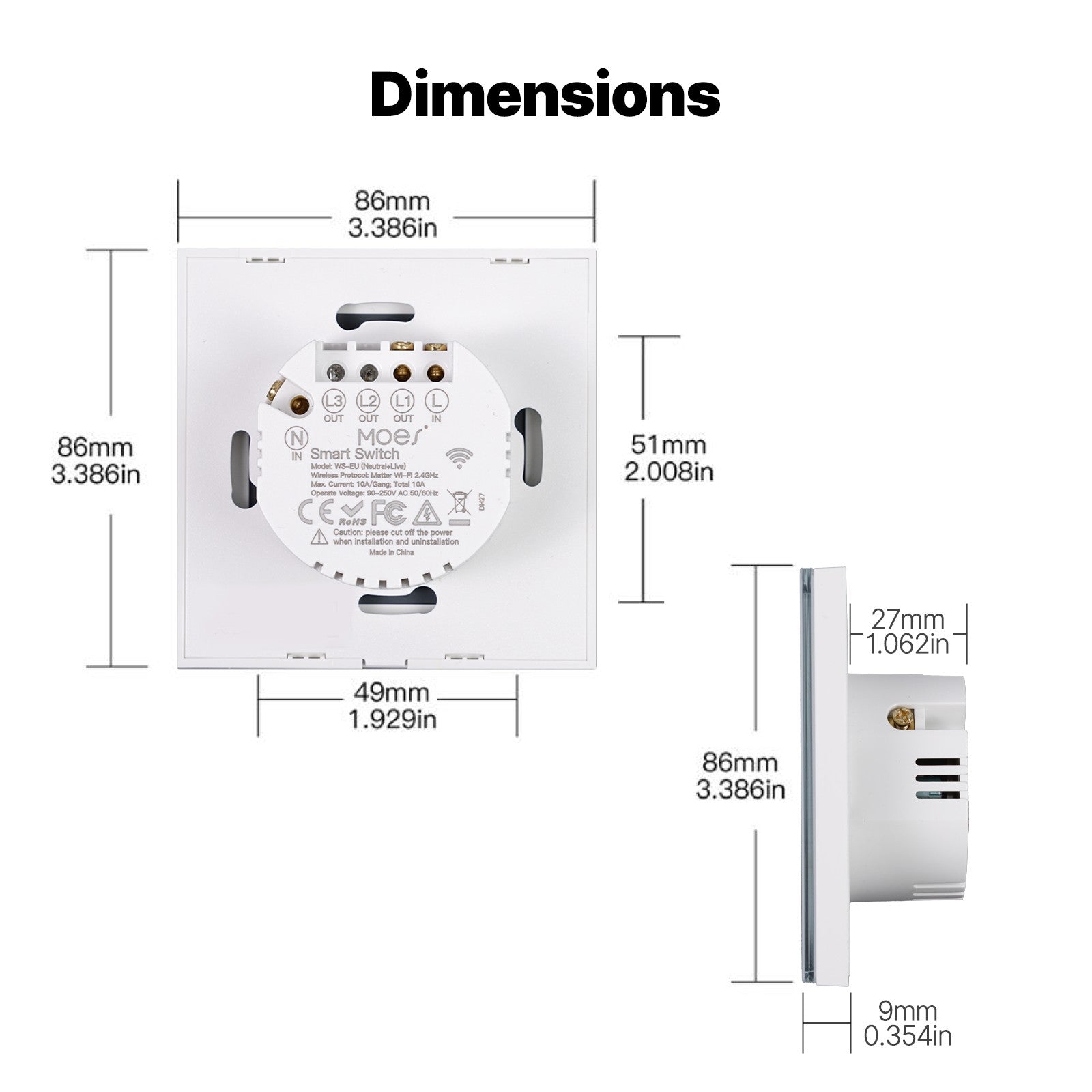 VAREO Wi-Fi + RF dotykový vypínač – bílý