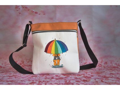 Menší crossbody kabelka -  Deštník na bílé