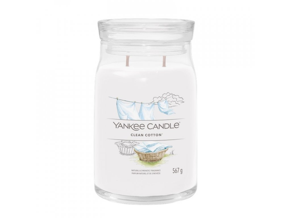 YANKEE CANDLE Signature sviečka Clean Cotton® (package Signature veľká sviečka)