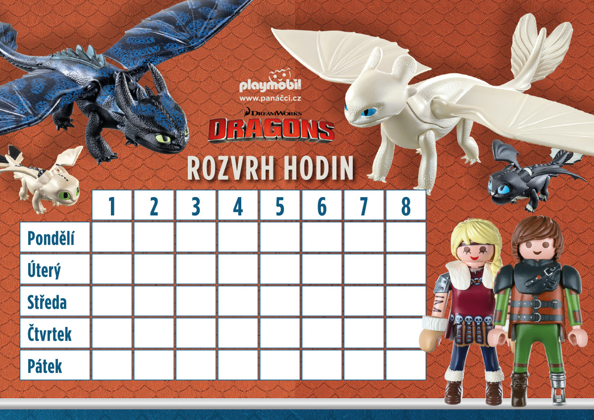 Rozvrh hodin PLAYMOBIL Dragons