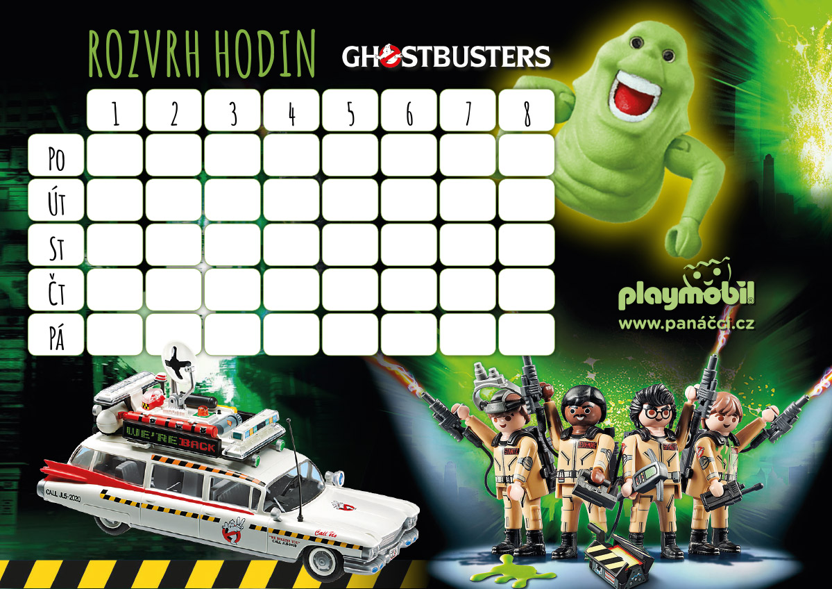 Rozvrh hodin PLAYMOBIL Ghostbusters