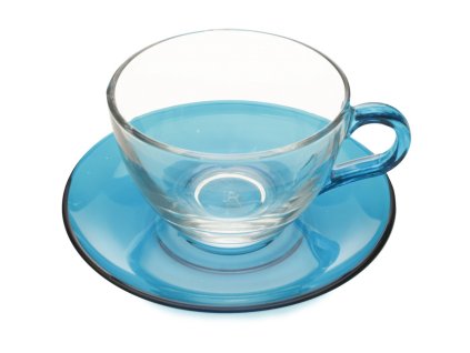 Skleněný šálek s podšálkem capuccino modrý 250 ml - Maxwell Williams