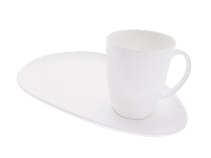 Hrnek s podšálkem na snídani bílý - WHITE BASICS - Maxwell&Williams