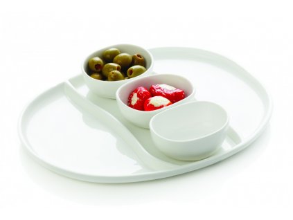 Talíř + 3 misky na dip - WHITE BASICS - Maxwell&Williams