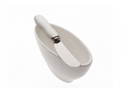 Bílá oválná miska s mazacím nožem - WHITE BASICS - Maxwell&Williams