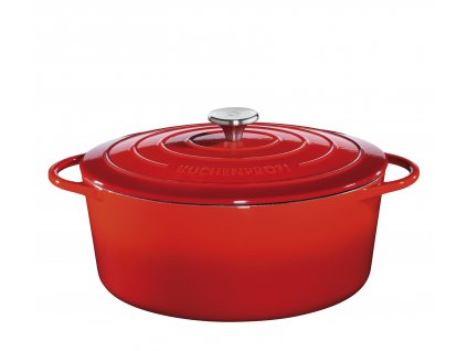 Litinový hrnec oválný PROVENCE červený - 40 cm - Küchenprofi - 0402001440