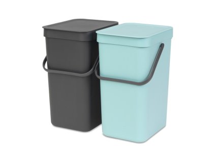 Vestavný koš 'Sort & Go' - 2 x 12 L Mátová/Šedá