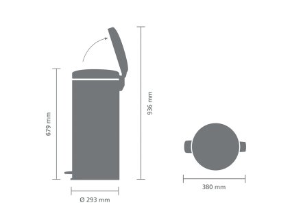 Pedálový koš newIcon - 30 L, Minerální šedá