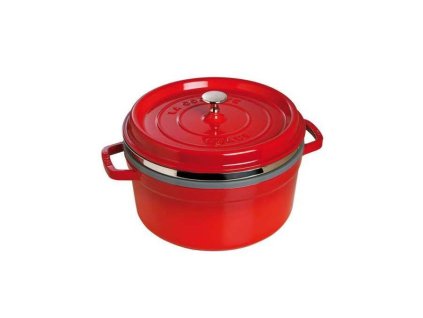 Hrnec kulatý s napařovací vložkou višňový La Cocotte 26 cm, 5,0 l