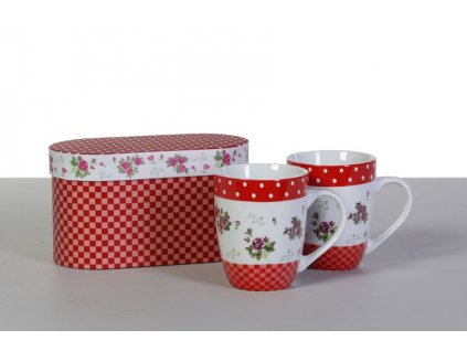Set porcelánových hrníčků - červená