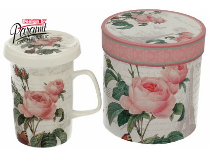 Pink Rose hrnek se sítkem a víčkem 300 ml Paramit H52