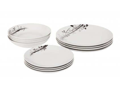 Jídelní souprava talířů 12 ks z kolekce porcelánu BLACK od by inspire.